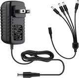 Load image into Gallery viewer, OOSSXX Power Adapter AC 100-240V to DC 12V 2A (2000mA) &amp; 4-Way Power Splitter Cable for CCTV Security Camera/DVR/NVR/LED Strip Lights, Home Security Camera Surveillance System
