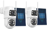 Load image into Gallery viewer, OOSSXX (2-Way Audio &amp; 100% Wire-Free Solar Security Cameras Wireless Outdoor, 2.5K Dual Lens PTZ 2.4G/5G WiFi Camera Solar Battery Powered, Color Night Version, Auto Tracking