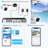 Load image into Gallery viewer, OOSSXX (2026 New) 5MP Wired Security Camera System, 8CH DVR with 3TB HDD, 8 CCTV Cameras (4 Bullet + 4 Dome), 122° Wide Angle, Free App No Monthly Fee, IP67 Outdoor Home Surveillance Kit