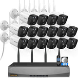 Cargar imagen en el visor de la galería, 5.5MP &amp; 2-Way Audio Dual Antennas Security Wireless Camera System 3K 5.0MP 1944P Wireless Surveillance Monitor NVR Kits,16Pcs Outdoor WiFi Security Cameras PIR Detection (Enjoy $20 Off Instantly)