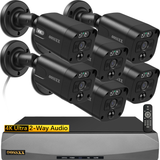 Load image into Gallery viewer, Black {4K/8.0 Megapixel &amp; 130° Ultra Wide-Angle} 2-Way Audio PoE Outdoor Home Security Camera System, 6 Wired Outdoor IP Cameras, 8-Channel NVR