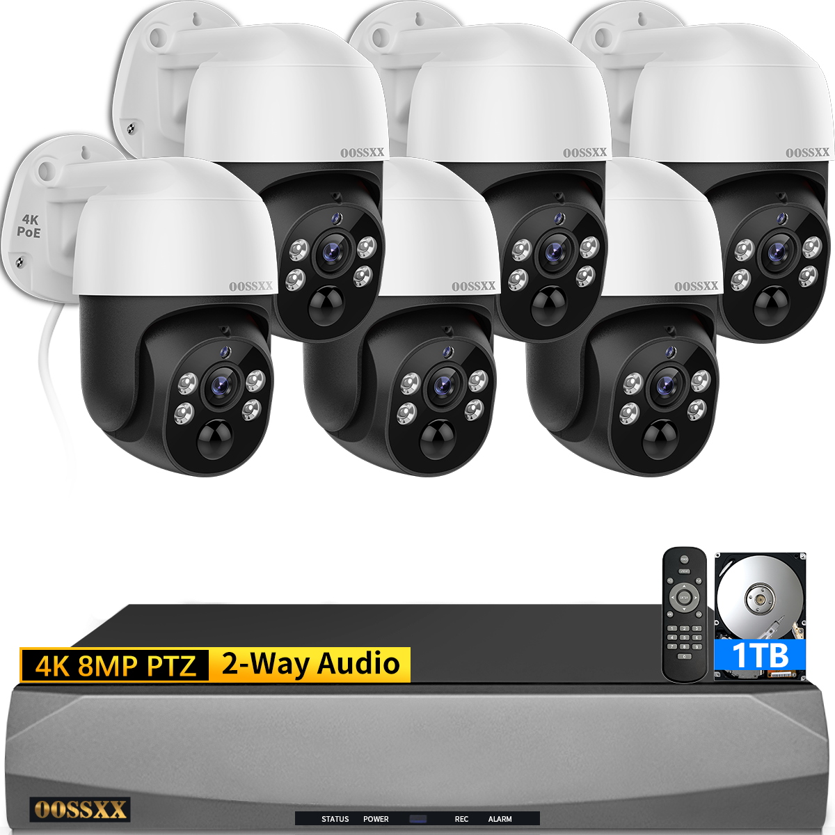 OOSSXX 4K PoE 6-Camera PTZ Security System | 8MP Pan Tilt Zoom 2 OOSSXX 4K PoE 6-Camera PTZ Security System | 8MP Pan Tilt Zoom 2
