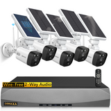 Load image into Gallery viewer, OOSSXX (Solar Battery 100% Wire-Free) 2-Way Audio 2-Antennas Enhance PIR Detection Outdoor Surveillance Camera System Solar Powered Battery Cameras System