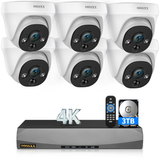 Cargar imagen en el visor de la galería, Sistema de cámara de seguridad para exteriores OOSSXX (4K/8.0 megapíxeles y gran angular de 130°) con domo PoE y audio, sistema de cámaras IP de vigilancia con cable para exteriores (¡Disfruta de $10 de descuento al instante!)