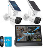 Load image into Gallery viewer, OOSSXX (Solar Power Battery 100% Wire-Free) All-in-one Monitor 2-Way Audio Solar Powered Security Camera System with Monitor Outdoor Wireless Home Security System WiFi Cameras Surveillance Systems