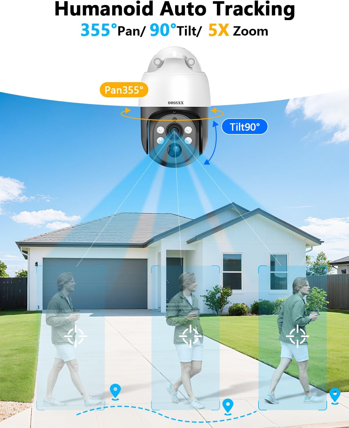 Jennov 8MP 4K 30X Zoom POE PTZ Security Camera – Outdoor, Auto Tracking, Two-Way Audio, 256GB SD Support