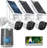 Laden Sie das Bild in den Galerie-Viewer, (100 % kabellose Solarkameras) 2-Wege-Audio, 2 Antennen, verbesserte Batterie, kabelloses Außenüberwachungskamerasystem