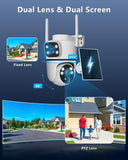 Load image into Gallery viewer, Solar Security Camera Outdoor, 4MP Dual-Lens (Fixed + PTZ), 130° Wide View, AI Human Detection, 2.4/5.8GHz Dual-Band WiFi, Solar Powered, Free App No Monthly Fee, Color Night Vision