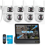 Cargar imagen en el visor de la galería, Cámara PTZ de doble lente con audio bidireccional y seguimiento automático, ideal para exteriores, seguridad doméstica, sistema WiFi inalámbrico 4K/16 canales 2.4G/5G, versión nocturna a color de 2.5K, kits DVR.