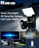 Load image into Gallery viewer, 4MP Solar Powered Camera with Spotlight Outdoor Wireless Security Lighting | 2.5K Color Night Vision, 2-Way Audio,2.4/5GHz WiFi,Battery Powered,PIR+AI Detection,Light &amp; Bracket,Free App Remote Control