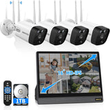 Load image into Gallery viewer, OOSSXX (16’’ IPS UHD Monitor) 2-Way Audio 2-Antennas Enchance WiFi Wireless 5MP PIR Outdoor Camera Wireless Home Security Cameras System with Monitor Indoor Video Surveillance DVR Kit