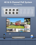 Load image into Gallery viewer, OOSSXX 4K Dual Lens PT PoE Security Camera System with Auto Tracking, 350° Pan Tilt Outdoor Wired Surveillance Cameras with Night Vision