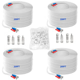 Load image into Gallery viewer, 4×200 Feet Video Power Cable BNC Extension Outdoor Wired Surveillance Camera All-in-One Cables for CCTV Security Cameras DVR System with 4xBNC Connectors and 4xRCA Adapters, White