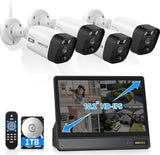 Load image into Gallery viewer, OOSSXX (All-in-One 10.1&quot; IPS 8MP Monitor) 2-Way Audio PoE Outdoor Home Security Camera System Wired Outdoor Video Surveillance IP Cameras System