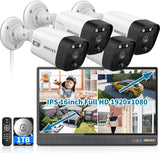 Load image into Gallery viewer, (4K/8.0 Megapixel &amp; 130° Wide-Angle) 2-Way Audio PoE Camera Wired Outdoor Home Security Camera System Indoor Video Surveillance IP Cameras Surveillance System (4Cam-1TB 16" Monitor)