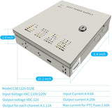 Load image into Gallery viewer, 9 Channel 12 Volt DC Output 5A CCTV Distributed Power Supply Box for Security Camera with AC Plug and Lock for Security Cameras, DVRs, CCTV Power Supply (5A 9-Channel)