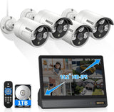 Load image into Gallery viewer, OOSSXX Outdoor Wired Security Camera System PoE Outdoor Surveillance Video Cameras Systems with Monitor