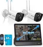 Load image into Gallery viewer, OOSSXX (10’’ UHD Monitor) 2-Way Audio 2-Antennas Enchance WiFi Wireless 5MP PIR Outdoor Camera Wireless Home Security Cameras System with Monitor Indoor Video Surveillance DVR Set