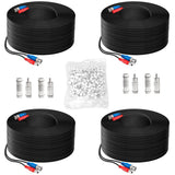Load image into Gallery viewer, 4 Pack 150FT BNC Video Power Cables, All in One CCTV Security Camera Extension Wire with Power for DVR Surveillance Systems, Includes 4 BNC Connectors, 4 RCA Adapters and 100 Cable Clips