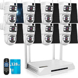 Cargar imagen en el visor de la galería, Sistema de cámara de seguridad inalámbrica para exteriores con energía solar y doble lente sin cables OOSSXX (sistema de cámaras de videovigilancia con batería y WiFi)