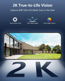 Cargar imagen en el visor de la galería, OOSSXX (Cámaras de seguridad solares inalámbricas para exteriores, audio bidireccional y 100 % sin cables, PTZ de doble lente de 2,5 K, 2,4 G/5 G, WiFi, batería solar, versión nocturna a color, seguimiento automático)