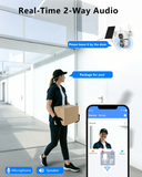 Cargar imagen en el visor de la galería, OOSSXX (Cámaras de seguridad solares inalámbricas para exteriores, audio bidireccional y 100 % sin cables, PTZ de doble lente de 2,5 K, 2,4 G/5 G, WiFi, batería solar, versión nocturna a color, seguimiento automático)