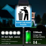 Load image into Gallery viewer, SCOOP THE POOP PLEASE Yard Warning Sign Solar Powered, Rechargeable LED Illuminated Aluminum Sign with Stake, Reflective Outside Sign Light Up For Houses