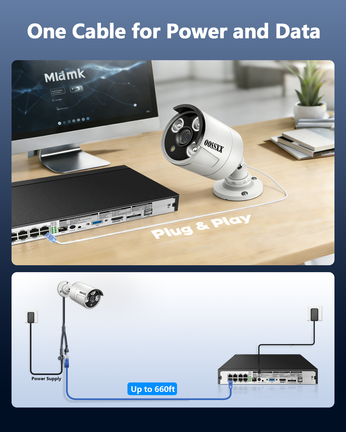 OOSSXX 2.7K 5MP PoE 8-Camera Security System | AI Detection Audio OOSSXX 2.7K 5MP PoE 8-Camera Security System | AI Detection Audio
