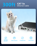 Load image into Gallery viewer, OOSSXX 300FT Cat5e Ethernet Cable Bulk, Outdoor &amp; Indoor Network Cable for PoE Security Camera System, High-Speed Cat5e LAN Cable for NVR Router Switch