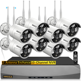 Load image into Gallery viewer, (Dual Antennas for WiFi Enhanced) AI Human Detected 2K 3.0MP Wireless Security Camera System,OOSSXX 10-Channel NVR HD Outdoor Home Surveillance WiFi Cameras System