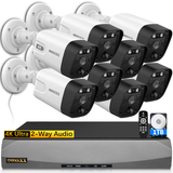 Load image into Gallery viewer, (4K/8.0 Megapixel &amp; 130° Ultra Wide-Angle) 2-Way Audio PoE Outdoor Home Security Camera System, 8 Wired Outdoor Video Surveillance IP Cameras System