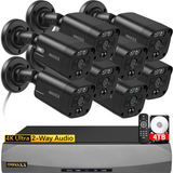 Laden Sie das Bild in den Galerie-Viewer, Black {4K/8.0 Megapixel &amp; 130° Ultra Wide-Angle} 2-Way Audio PoE Outdoor Home Security Camera System, 8 Wired Outdoor IP Cameras, 8-Channel NVR