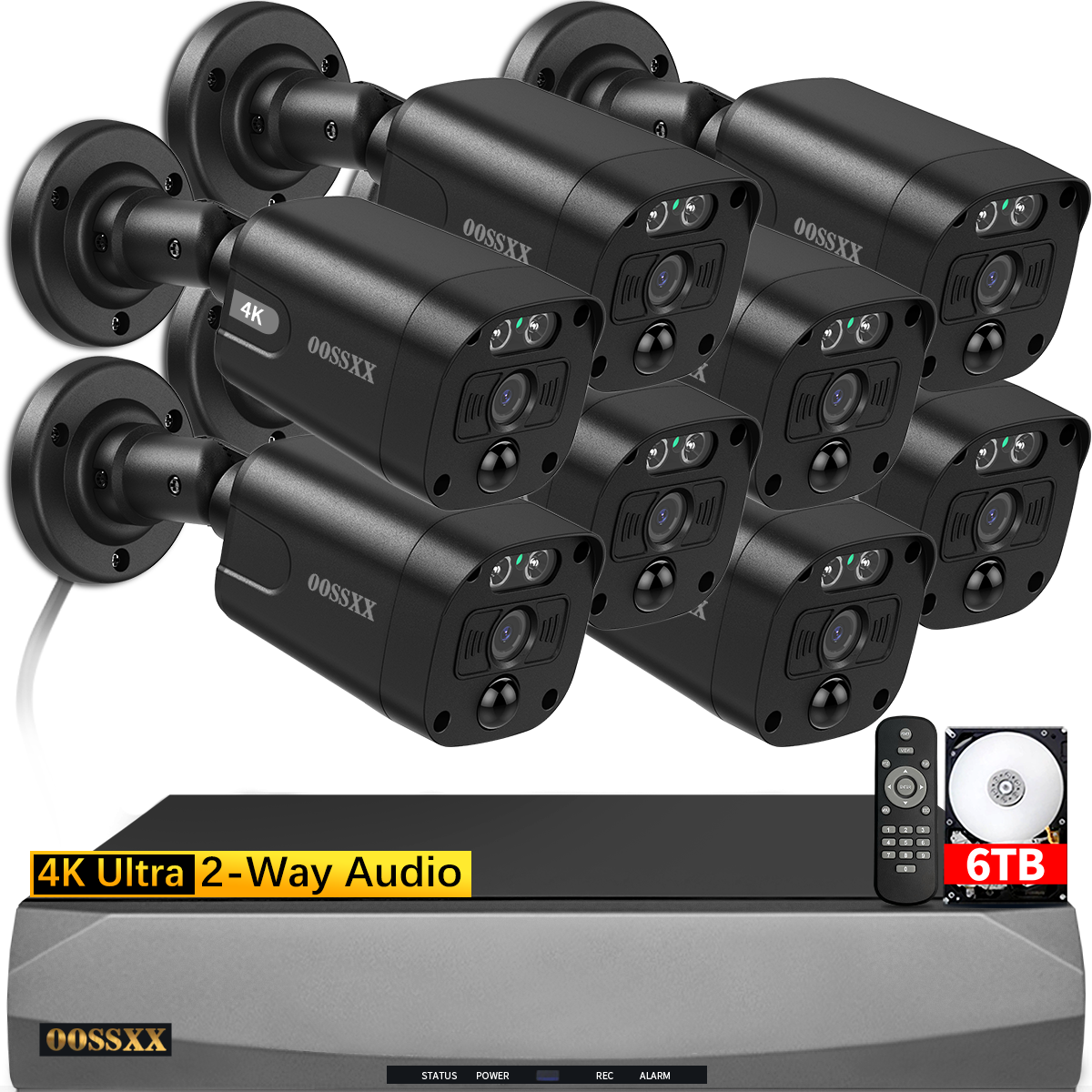 Ultra long distance 8-Channel 1080P NVR Wireless Security Camera System 2TB  HDD with 4PCS Weatherproof Two-Way Audio Cameras