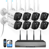 Cargar imagen en el visor de la galería, Sistema de cámara de seguridad inalámbrica para exteriores con audio bidireccional y detección PIR, antenas duales, videovigilancia DVR Wi-Fi de 5,5 MP (¡Disfrute de $20 de descuento al instante!)