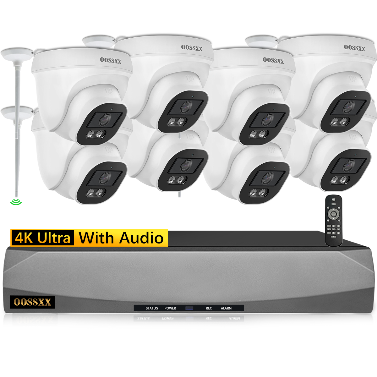 OOSSXX (130° Ultra Wide Angle & 5.0MP PIR Detection) Dome Audio Wireless Outdoor Security Camera System Wi-Fi Home Security System Video Surveillance (Enjoy Off I