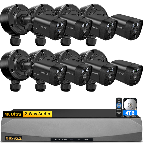 4K 8MP PoE Security Camera System-8Cams with 8CH NVR & 4TB HDD (Metal accessories)
