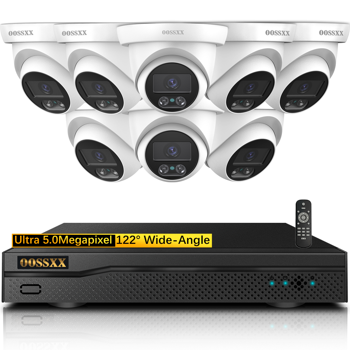 OOSSXX (5.0MP Definition Full HD) Wired Security Camera System Outdoor Dome Home Video Surveillance Cameras (Enjoy Off Instantly)