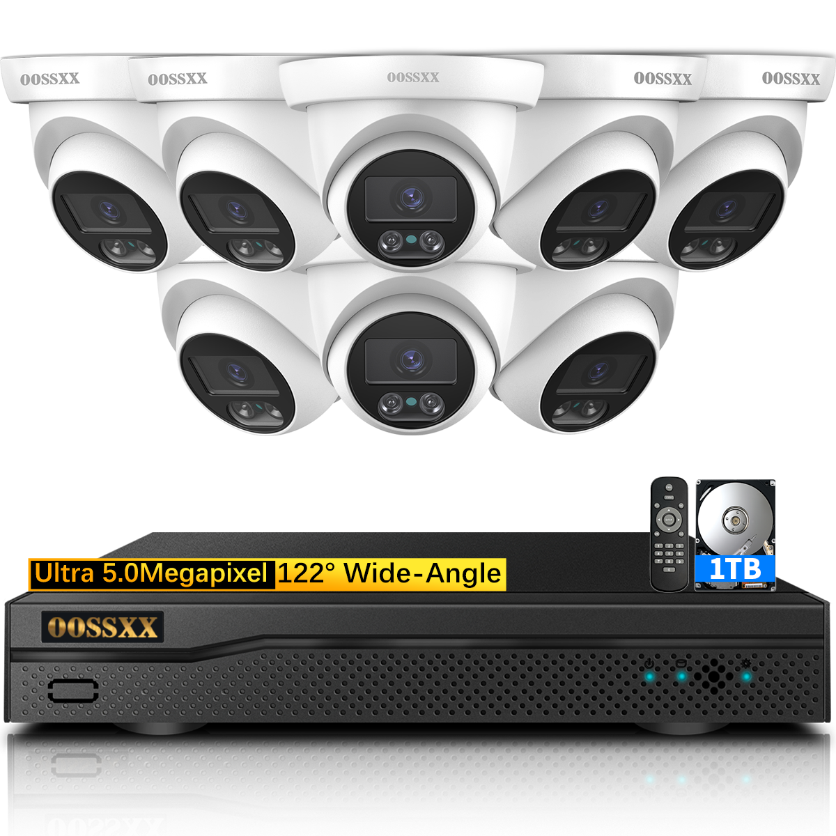 Basic Security Camera Systems (5.0MP Definition Full HD) Wired Security Camera System Outdoor Dome H ...