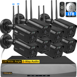 Laden Sie das Bild in den Galerie-Viewer, Black Dual Antennas 3K 5.0MP Wireless Surveillance Camera Monitor NVR Kits, 8 Pcs Outdoor WiFi Security Cameras