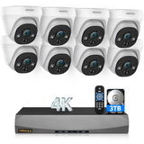 Cargar imagen en el visor de la galería, Sistema de cámara de seguridad para exteriores OOSSXX (4K/8.0 megapíxeles y gran angular de 130°) con domo PoE y audio, sistema de cámaras IP de vigilancia con cable para exteriores (¡Disfruta de $10 de descuento al instante!)