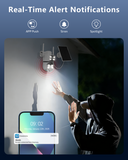 Cargar imagen en el visor de la galería, OOSSXX (Cámaras de seguridad solares inalámbricas para exteriores, audio bidireccional y 100 % sin cables, PTZ de doble lente de 2,5 K, 2,4 G/5 G, WiFi, batería solar, versión nocturna a color, seguimiento automático)