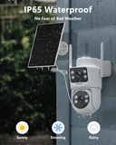 Cargar imagen en el visor de la galería, Sistema de cámara de seguridad inalámbrica para exteriores con energía solar y doble lente sin cables OOSSXX (sistema de cámaras de videovigilancia con batería y WiFi)