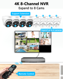 Cargar imagen en el visor de la galería, Sistema de cámara de seguridad para exteriores OOSSXX (4K/8.0 megapíxeles y gran angular de 130°) con domo PoE y audio, sistema de cámaras IP de vigilancia con cable para exteriores (¡Disfruta de $10 de descuento al instante!)