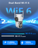 Cargar imagen en el visor de la galería, OOSSXX (Cámaras de seguridad solares inalámbricas para exteriores, audio bidireccional y 100 % sin cables, PTZ de doble lente de 2,5 K, 2,4 G/5 G, WiFi, batería solar, versión nocturna a color, seguimiento automático)