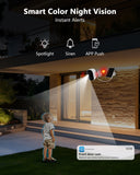 Cargar imagen en el visor de la galería, Sistema de cámara de seguridad inalámbrica para exteriores con energía solar y doble lente sin cables OOSSXX (sistema de cámaras de videovigilancia con batería y WiFi)