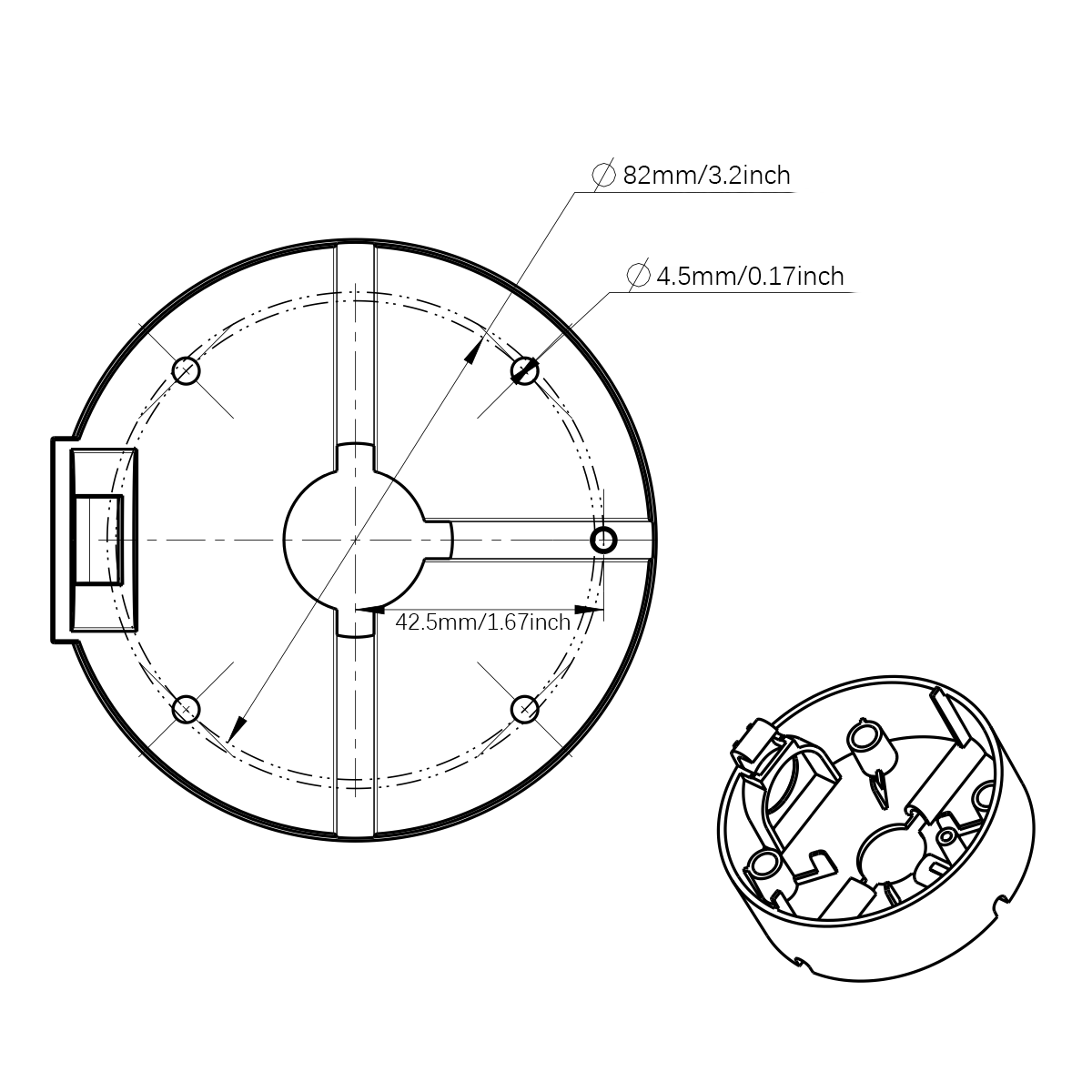 Universal Security Camera Junction Box Mount Bracket - Outdoor Waterproof Wall Ceiling Mount Cable Base Boxes I.1304125288
