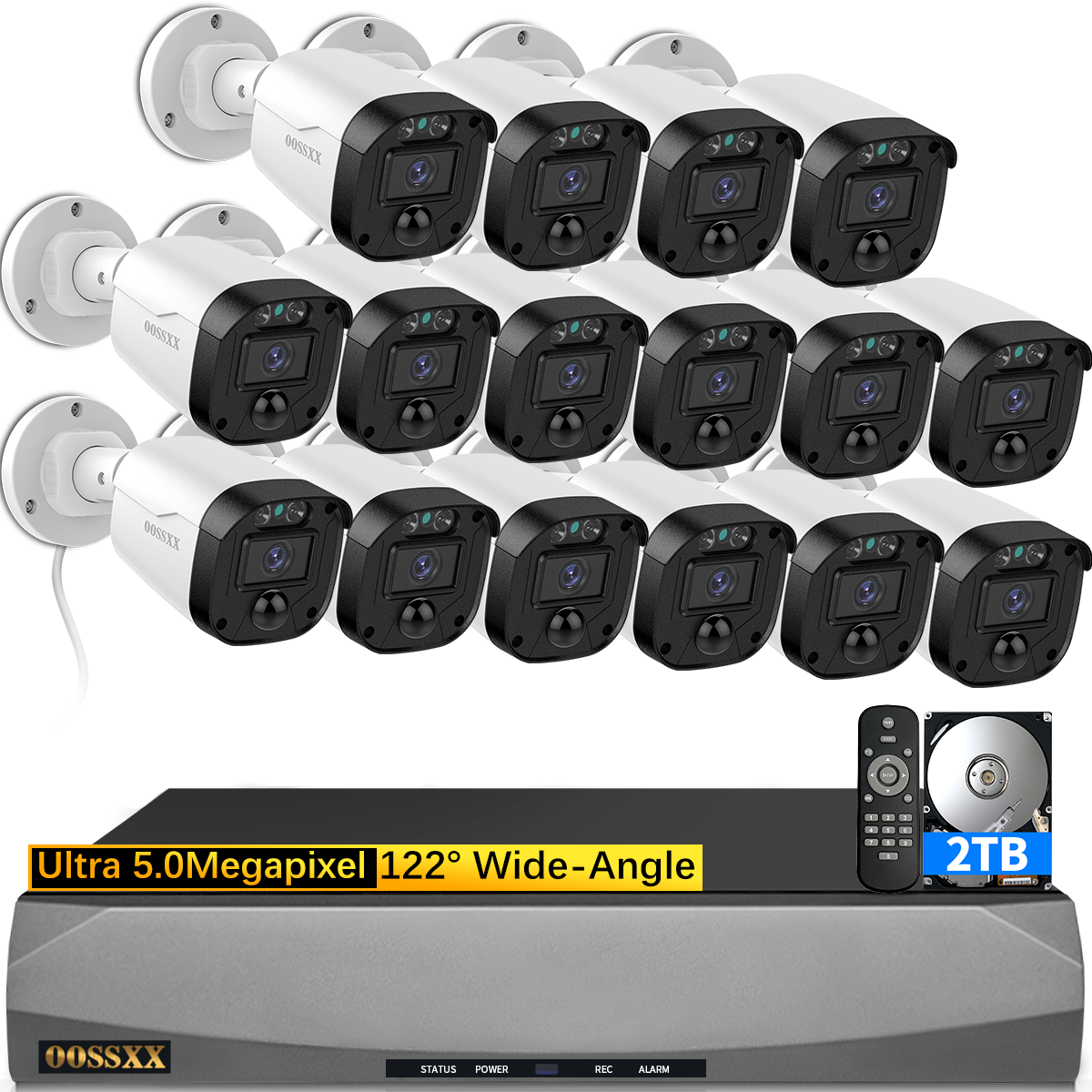 Full HD 5MP Definition) Wired Security Camera System Outdoor Home