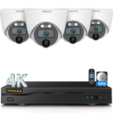Cargar imagen en el visor de la galería, 4K Wired CCTV Security Camera System, 8CH HD DVR Kit, 4X Dome IP66 Indoor Outdoor Cameras with Waterproof Connectors, 65ft IR Night Vision, Free App, No Subscription Fee, Remote Access