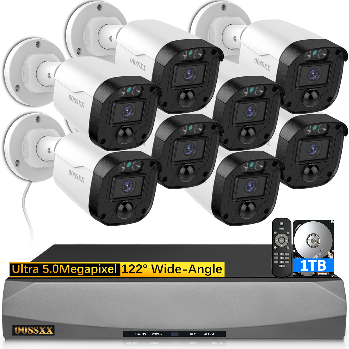Full HD 5MP Definition) Wired Security Camera System Outdoor Home
