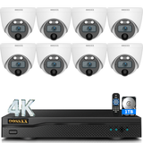 Cargar imagen en el visor de la galería, 4K Wired CCTV Security Camera System, 8CH HD DVR Kit, 8X Dome IP66 Indoor Outdoor Cameras with Waterproof Connectors, 65ft IR Night Vision, Free App, No Subscription Fee, Remote Access